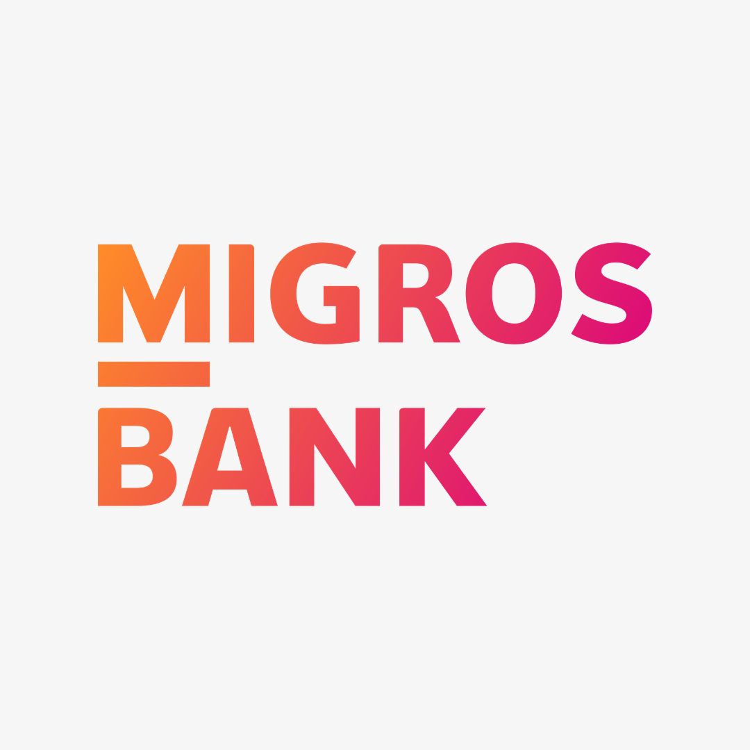 Migros Bank logo on a light gray background
